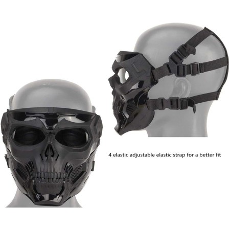 JFFCESTORE - Máscara táctica y casco rápido, máscara protectora de cara completa con diseño de calavera, uso de doble modo con