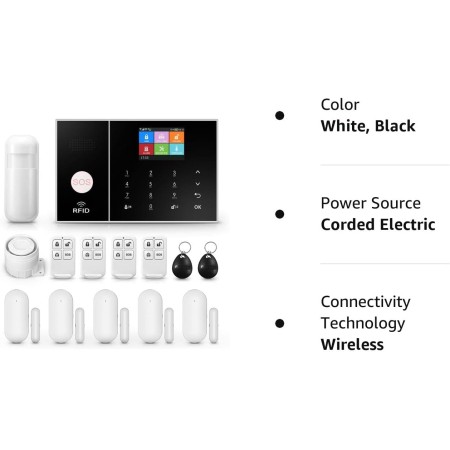 Clouree Sistema de alarma para el hogar con teclado, sistema de alarma de seguridad GSM para el hogar con sensor detector de