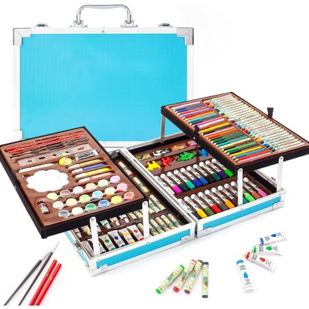 Set de arte para niños, paquete de 170 unidades, kit de dibujo para niños, caja de pintura, suministros de arte, regalo creativo