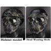 JFFCESTORE - Máscara táctica y casco rápido, máscara protectora de cara completa con diseño de calavera, uso de doble modo con