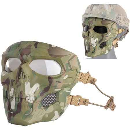 JFFCESTORE - Máscara táctica y casco rápido, máscara protectora de cara completa con diseño de calavera, uso de doble modo con