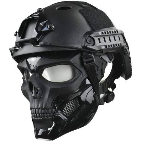 JFFCESTORE - Máscara táctica y casco rápido, máscara protectora de cara completa con diseño de calavera, uso de doble modo con