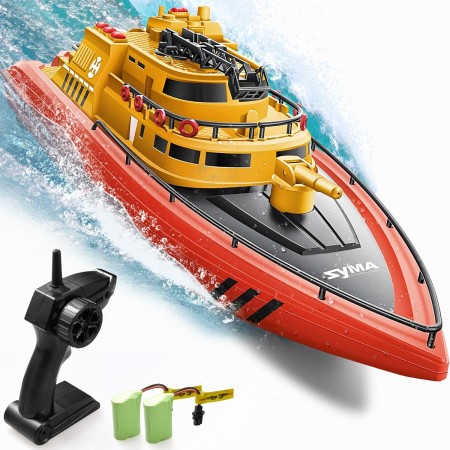 SYMA Barco a control remoto, 1: barco de bomberos simulado a escala 28 con control de 2.4 GHz, barcos RC de alta velocidad de
