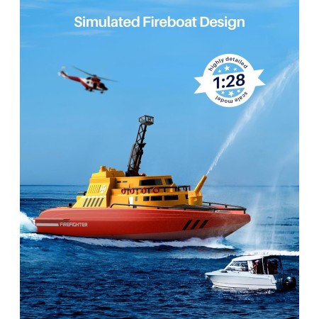 SYMA Barco a control remoto, 1: barco de bomberos simulado a escala 28 con control de 2.4 GHz, barcos RC de alta velocidad de