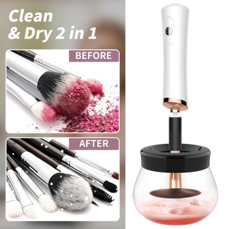 RICRIS Máquina limpiadora y secadora de brochas de maquillaje, limpieza profunda, secado rápido, herramientas de limpieza de