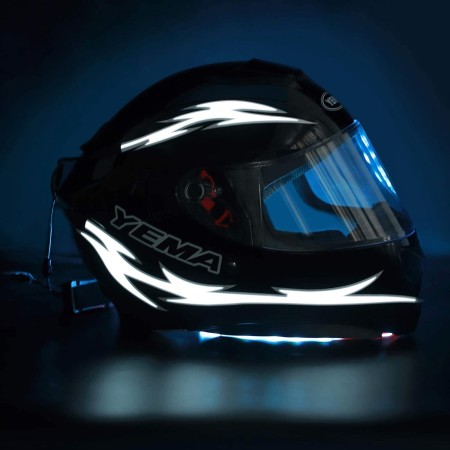 JIGUOOR Luz de casco de motocicleta recargable con forma de llama, 4 piezas de luz nocturna para casco de motocicleta, luz EL, 3