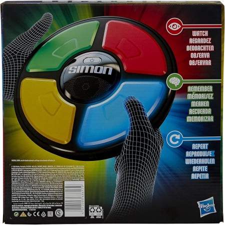 Hasbro Juego de memoria electrónico de mano Gaming Simon con luces y sonidos para niños de 8 años en adelante, incluye unidad de
