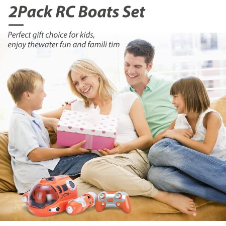 VATOS Barco de control remoto naranja para niños de 4 a 8 años, 2.4 GHz, mini barco a control remoto de juguete en piscinas y