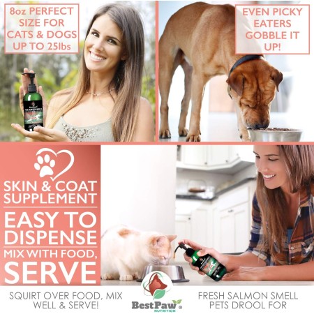 Aceite puro de cáñamo y salmón para perros y gatos, remedio Omega para el cuidado de la piel para la caspa, desprendimiento,