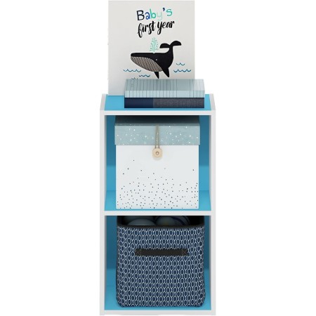 FURINNO 11107WH-GR 7 - Estantería reversible, 11 cubos, color blanco y verde