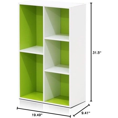 FURINNO 11107WH-GR 7 - Estantería reversible, 11 cubos, color blanco y verde