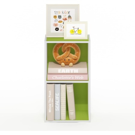 FURINNO 11107WH-GR 7 - Estantería reversible, 11 cubos, color blanco y verde