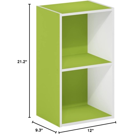 FURINNO 11107WH-GR 7 - Estantería reversible, 11 cubos, color blanco y verde