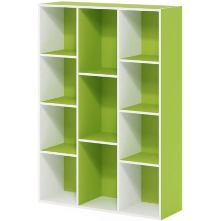 FURINNO 11107WH-GR 7 - Estantería reversible, 11 cubos, color blanco y verde