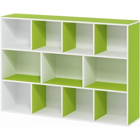 FURINNO 11107WH-GR 7 - Estantería reversible, 11 cubos, color blanco y verde