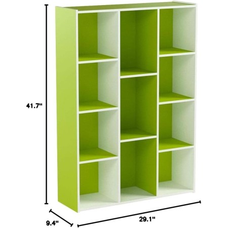 FURINNO 11107WH-GR 7 - Estantería reversible, 11 cubos, color blanco y verde