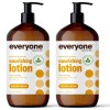 Loción nutritiva para manos y cuerpo Everyone, 32 onzas (paquete de 2), coco y limón, loción a base de plantas con aceites