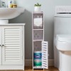 J JINXIAMU Almacenamiento pequeño para baño, armario de almacenamiento de baño con inserto de soporte de papel higiénico,