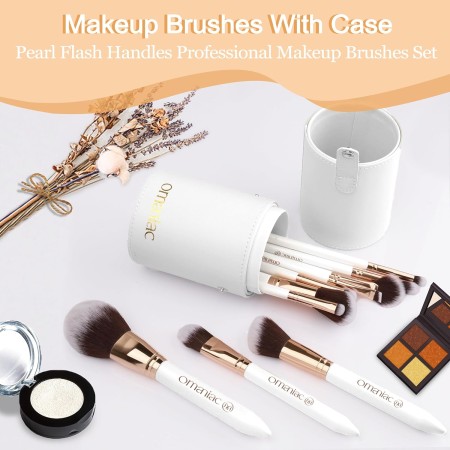 OMANIAC® Juego de brochas de maquillaje profesional (12 unidades), polvo sintético de alta calidad, sombra de ojos, rubor, base,