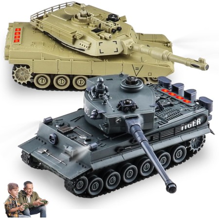 KIOMTRK 1:28 RC Tank Toys para niños, 9 canales de control remoto vehículos con sonido y luz, juguetes militares RC para niños