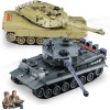 KIOMTRK 1:28 RC Tank Toys para niños, 9 canales de control remoto vehículos con sonido y luz, juguetes militares RC para niños