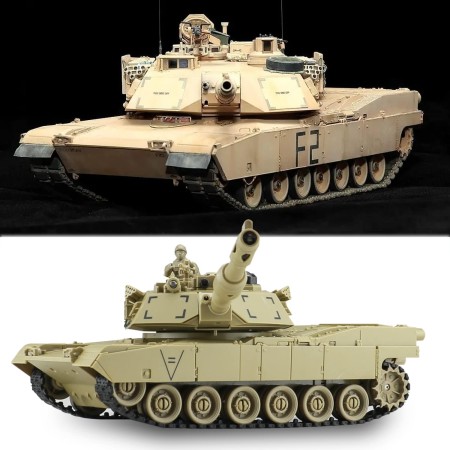 KIOMTRK 1:28 RC Tank Toys para niños, 9 canales de control remoto vehículos con sonido y luz, juguetes militares RC para niños