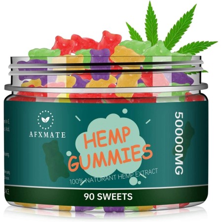 AFXMATE Gomitas de cáñamo de 50000 mg, gomitas naturales con infusión de aceite de cáñamo con sabor a frutas (90 gomitas)