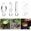 Odoland Utensilios de cocina para camping, soporte de mosquetón, trípode y taza de acero inoxidable, soporte de tanque, kit de