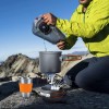Odoland Utensilios de cocina para camping, soporte de mosquetón, trípode y taza de acero inoxidable, soporte de tanque, kit de