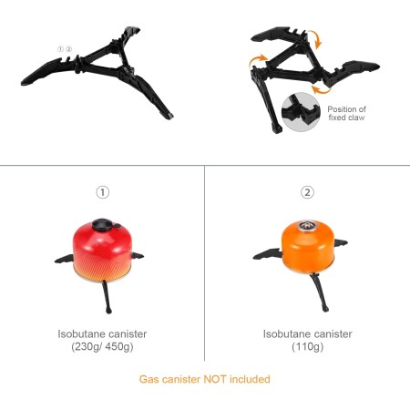 Odoland Utensilios de cocina para camping, soporte de mosquetón, trípode y taza de acero inoxidable, soporte de tanque, kit de