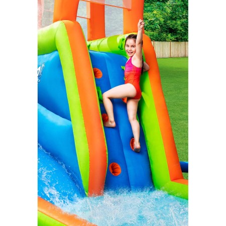Bestway Centro de juego inflable para parque acuático con túnel de huracán, incluye tobogán acuático grande, gotas de agua,