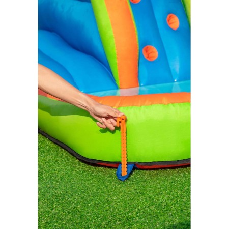 Bestway Centro de juego inflable para parque acuático con túnel de huracán, incluye tobogán acuático grande, gotas de agua,