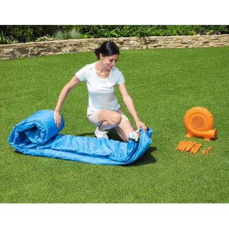 Bestway Centro de juego inflable para parque acuático con túnel de huracán, incluye tobogán acuático grande, gotas de agua,