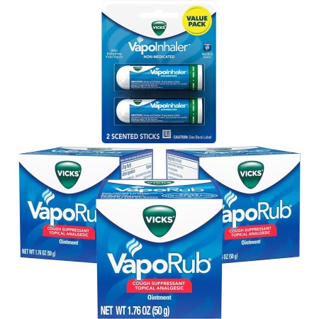 Vicks VapoInhalador, inhalador nasal portátil para llevar, no medicado, con refrescantes vapores, aroma a mentol, 2 barras