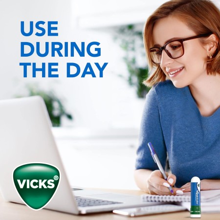 Vicks VapoInhalador, inhalador nasal portátil para llevar, no medicado, con refrescantes vapores, aroma a mentol, 2 barras