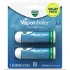Vicks VapoInhalador, inhalador nasal portátil para llevar, no medicado, con refrescantes vapores, aroma a mentol, 2 barras