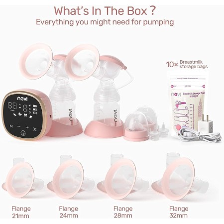 NCVI Extractor de leche eléctrico doble 8102, batería mejorada de 4400 mAh con luz nocturna, extractor de leche portátil para
