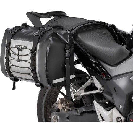ROCKBROS Bolsa de sillín para motocicleta, bolsa lateral impermeable 60L para Honda, Yamaha, Suzuki, paquete de motocicleta,