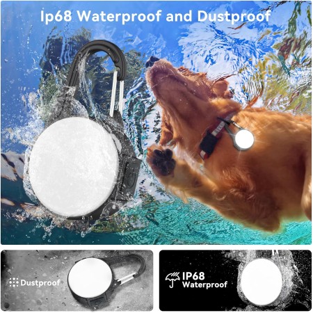 Luces de perro con 4 modos para caminar por la noche, luz impermeable IP68 para collar de perro con clip nocturno, luz