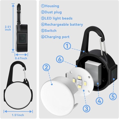 Luces de perro con 4 modos para caminar por la noche, luz impermeable IP68 para collar de perro con clip nocturno, luz