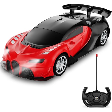 GaHoo Automóvil de control remoto para niños – Escala 1/16 juguete remoto eléctrico de carreras, con luces LED recargable de