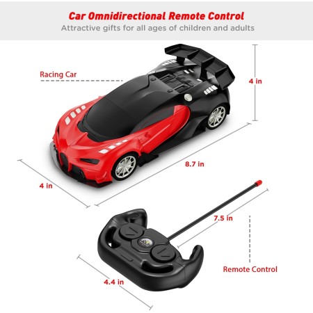 GaHoo Automóvil de control remoto para niños – Escala 1/16 juguete remoto eléctrico de carreras, con luces LED recargable de