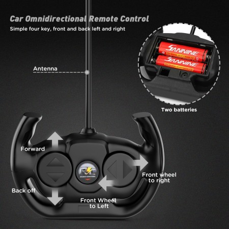 GaHoo Automóvil de control remoto para niños – Escala 1/16 juguete remoto eléctrico de carreras, con luces LED recargable de