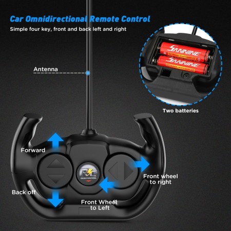 GaHoo Automóvil de control remoto para niños – Escala 1/16 juguete remoto eléctrico de carreras, con luces LED recargable de