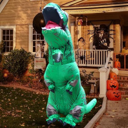 Disfraz inflable de dinosaurio verde de Halloween