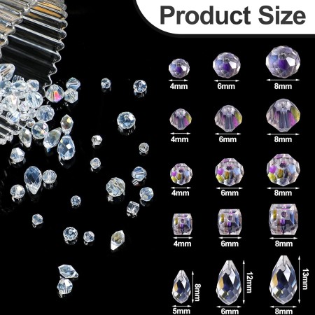 1280 cuentas surtidas de cristal Rondelle de cuentas AB de piedras preciosas perforadas sueltas cuentas de cristal transparente