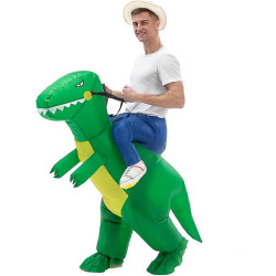 Disfraz inflable de dinosaurio para adultos, divertido traje inflable