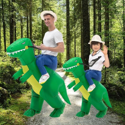 Disfraz inflable de dinosaurio para adultos, divertido traje inflable