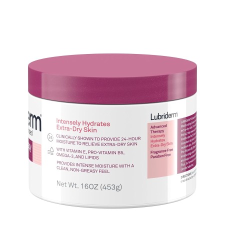Lubriderm Advanced Therapy Crema hidratante sin fragancia con vitamina E y provitamina B5, hidratación intensa para piel extra