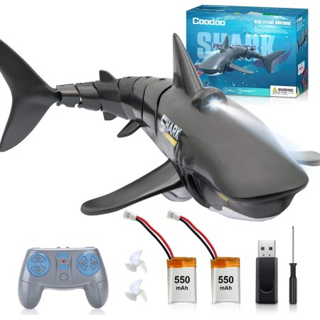 Tiburón de juguete a control remoto 2.4 G, diseño de alta simulación a escala 1:18, tiburón para piscina y baño, juguetes a